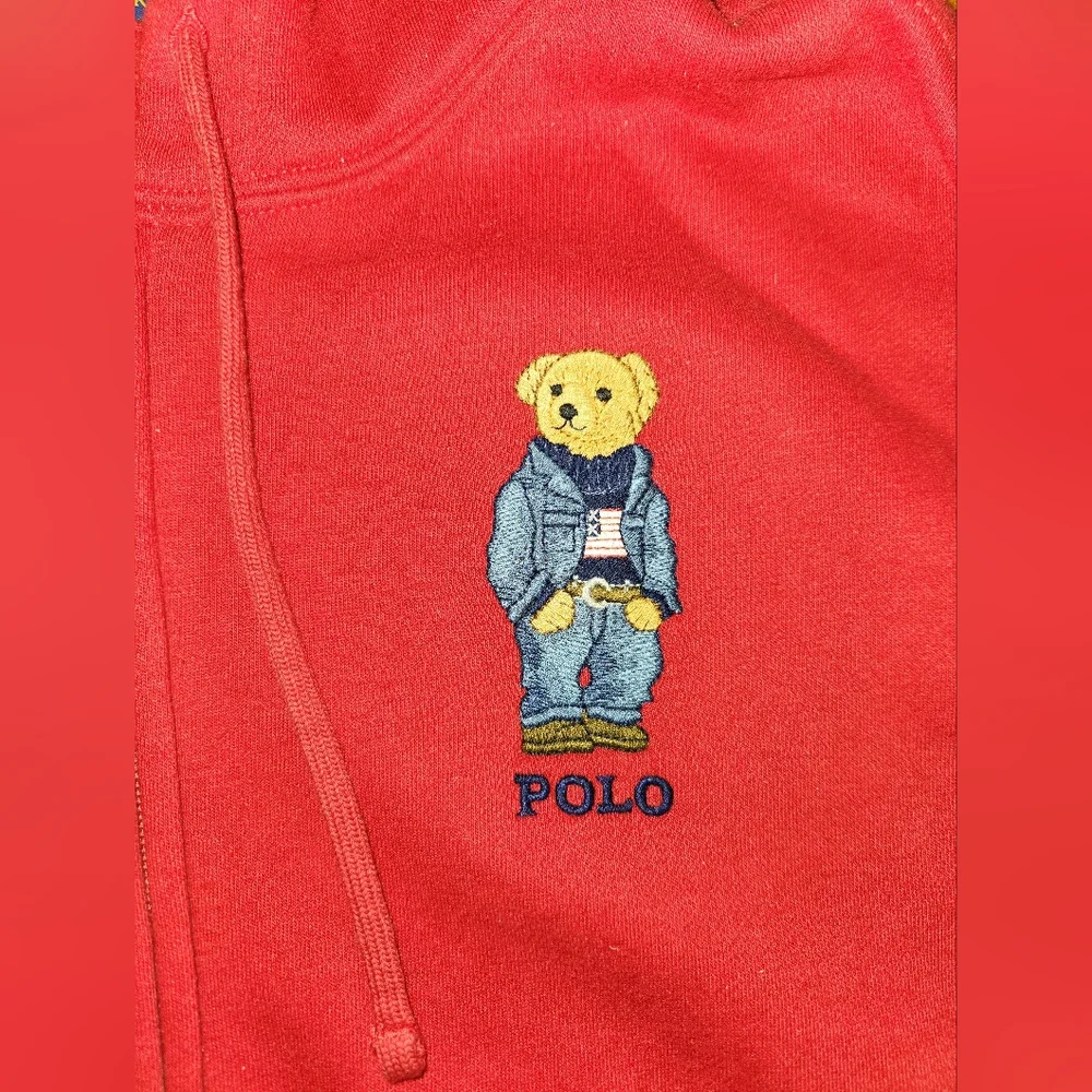 Polo Ralph Lauren Big Teddy Bear Zip Up Hoodie Red XL